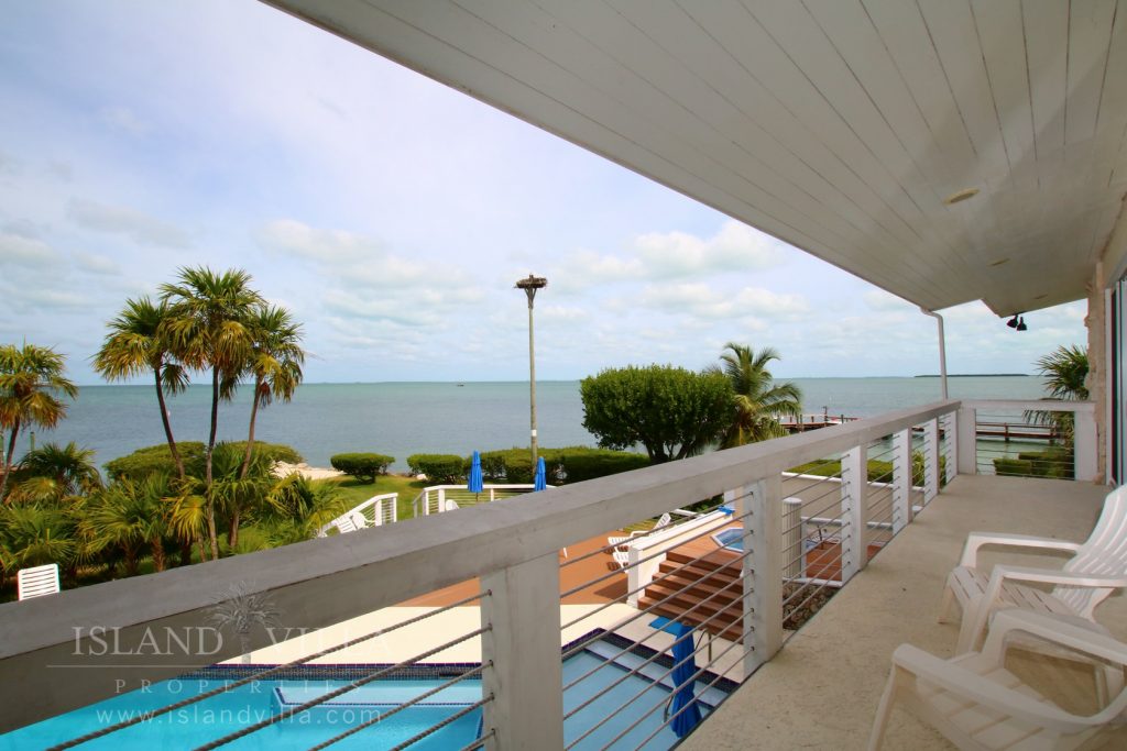 master bedroom balcony overlooking the pool and florida bay